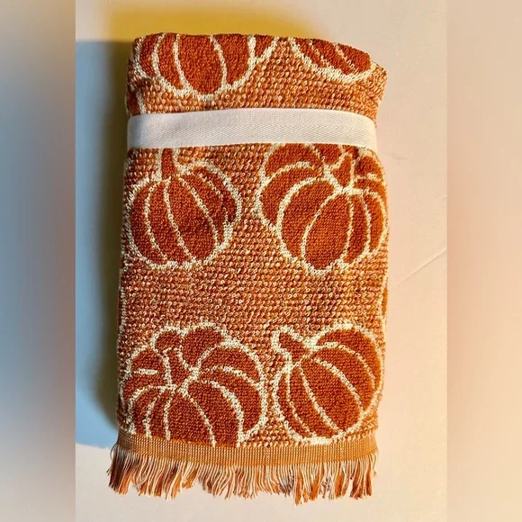 8pc Deborah Connolly Pumpkin Print Bath Towel Set With Fringe - Pump Min…